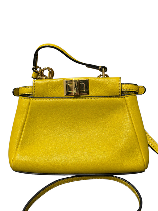 Fendi Lime Green Leather Turnlock GHW Top Handle Crossbody Strap Bag Lime Green / Mini