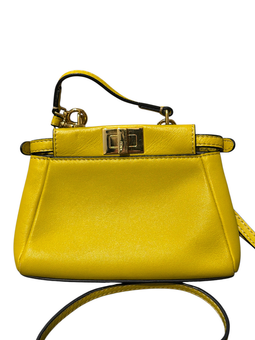 Fendi Lime Green Leather Turnlock GHW Top Handle Crossbody Strap Bag Lime Green / Mini