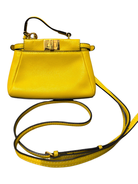 Fendi Lime Green Leather Turnlock GHW Top Handle Crossbody Strap Bag Lime Green / Mini