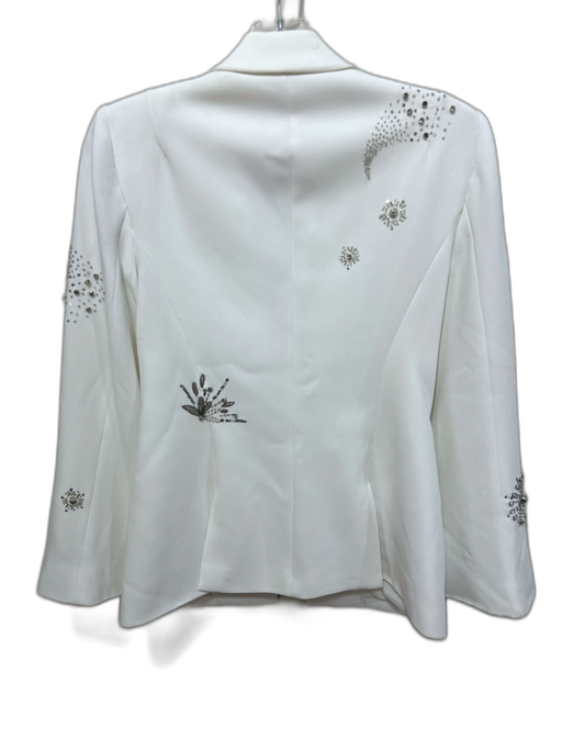 Cinq a Sept Size 0 White & Crystals Triacetate Blend Beaded Embellished Jacket White & Crystals / 0