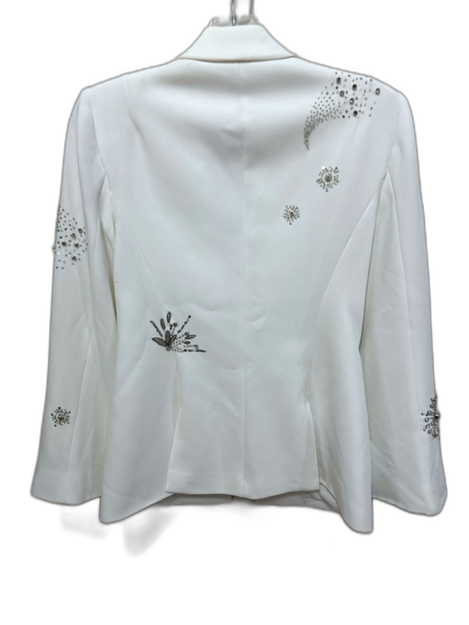 Cinq a Sept Size 0 White & Crystals Triacetate Blend Beaded Embellished Jacket White & Crystals / 0