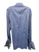 Zegna Size 16 Blue Cotton Twill Button Up Spread Collar Men's Long Sleeve Shirt Blue / 16