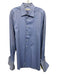 Zegna Size 16 Blue Cotton Twill Button Up Spread Collar Men's Long Sleeve Shirt Blue / 16