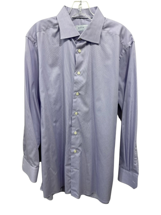 Eton Size 17 Purple Cotton Striped Spread Collar Button up Long Sleeve Shirt Purple / 17