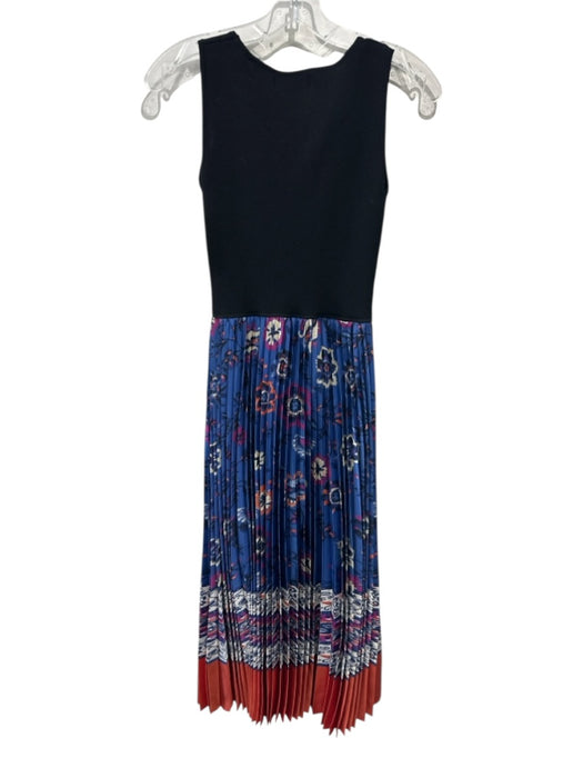 Elie Tahari Size XS Black, Blue, Orange Polyester Blend Sleeveless Floral Dress Black, Blue, Orange / XS