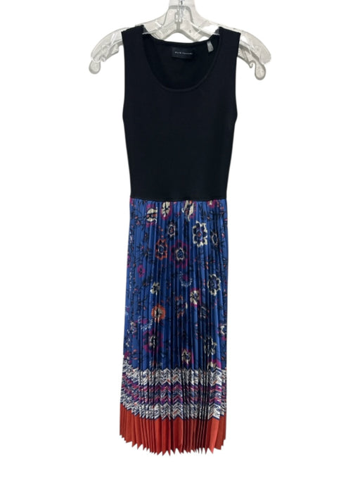 Elie Tahari Size XS Black, Blue, Orange Polyester Blend Sleeveless Floral Dress Black, Blue, Orange / XS