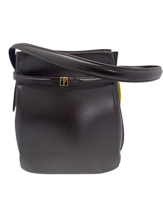 Toteme Brown Leather Gold hardware Rectangle Expandable Bucket Bag Brown / Medium