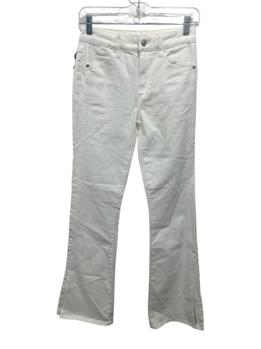 Paige Size 26 White Cotton High Rise Zip Fly Flare Jeans White / 26