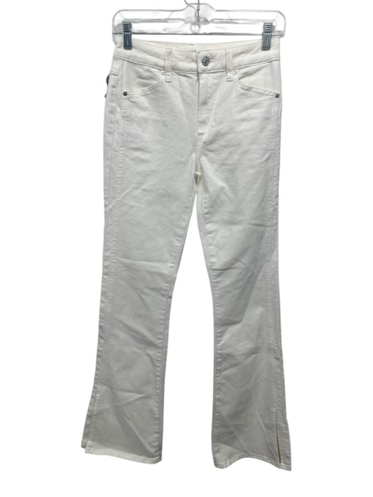 Paige Size 26 White Cotton High Rise Zip Fly Flare Jeans White / 26