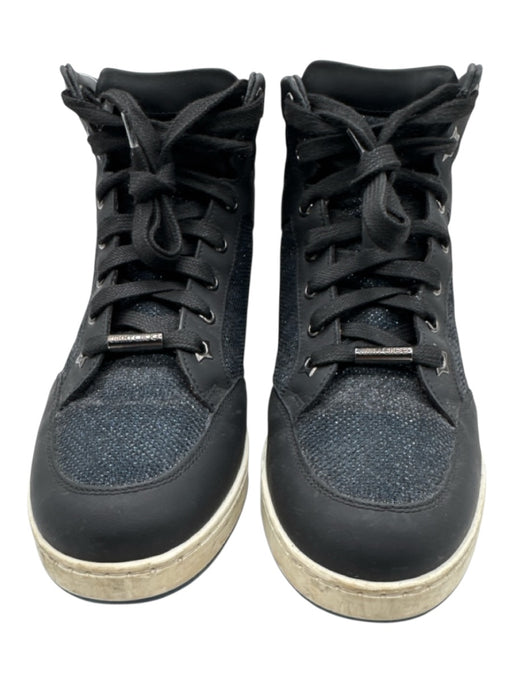 Jimmy Choo Shoe Size 36.5 Black & Multi Leather High Rise lace up Sneakers Black & Multi / 36.5