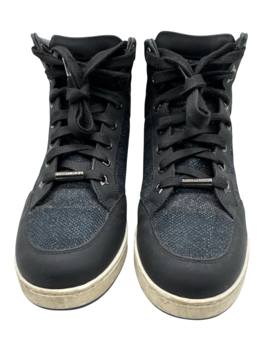Jimmy Choo Shoe Size 36.5 Black & Multi Leather High Rise lace up Sneakers Black & Multi / 36.5
