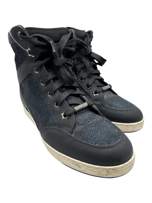 Jimmy Choo Shoe Size 36.5 Black & Multi Leather High Rise lace up Sneakers Black & Multi / 36.5