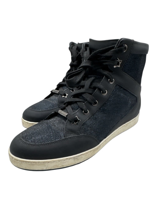 Jimmy Choo Shoe Size 36.5 Black & Multi Leather High Rise lace up Sneakers Black & Multi / 36.5