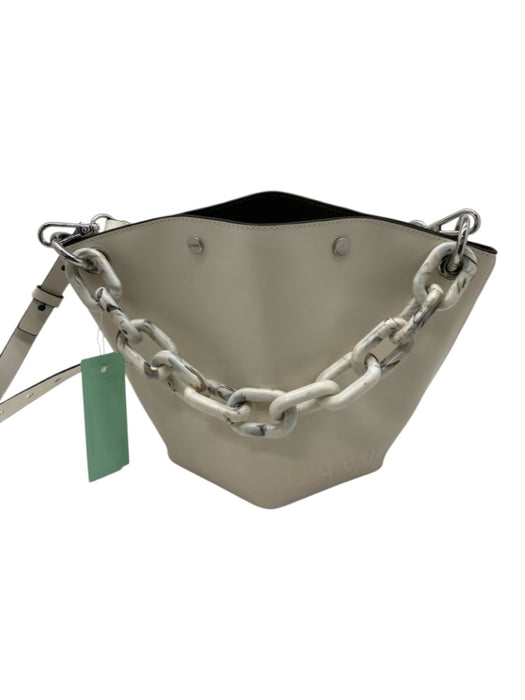Ganni White & white Leather Crossbody Chain Magnetic Close Bag White & white / S/M
