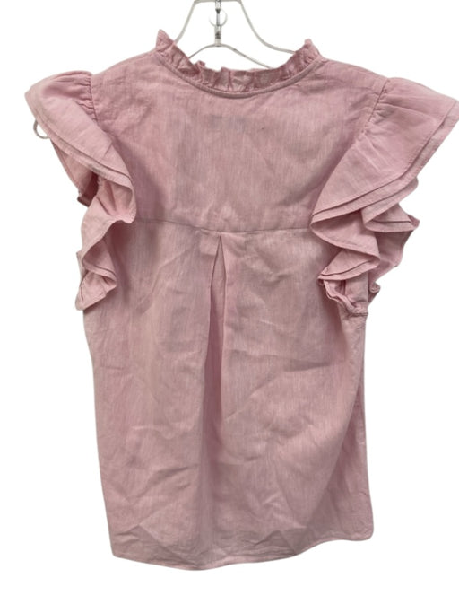 Willa Story Size XS Pink Cotton & Linen V Neck Ruffle Cap Sleeve Top Pink / XS