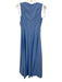 Ted Baker Size 0 Blue Linen Blend Paneled V Neck Midi Dress Blue / 0