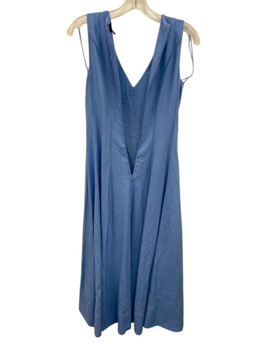Ted Baker Size 0 Blue Linen Blend Paneled V Neck Midi Dress Blue / 0