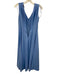 Ted Baker Size 0 Blue Linen Blend Paneled V Neck Midi Dress Blue / 0