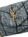 Saint Laurent Blue & Brown Textile Quilted Gold Logo Magnetic Flap Bag Blue & Brown / S