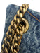 Saint Laurent Blue & Brown Textile Quilted Gold Logo Magnetic Flap Bag Blue & Brown / S