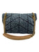 Saint Laurent Blue & Brown Textile Quilted Gold Logo Magnetic Flap Bag Blue & Brown / S