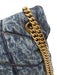 Saint Laurent Blue & Brown Textile Quilted Gold Logo Magnetic Flap Bag Blue & Brown / S