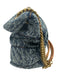 Saint Laurent Blue & Brown Textile Quilted Gold Logo Magnetic Flap Bag Blue & Brown / S