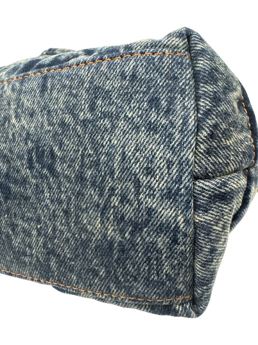 Saint Laurent Blue & Brown Textile Quilted Gold Logo Magnetic Flap Bag Blue & Brown / S