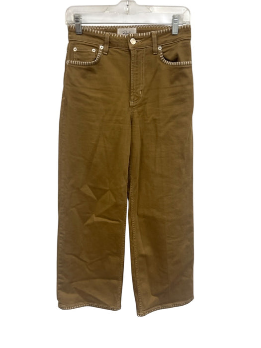 Rails Size 25 Brown & White Cotton & Elastane Zip Fly High Rise Wide Leg Pants Brown & White / 25