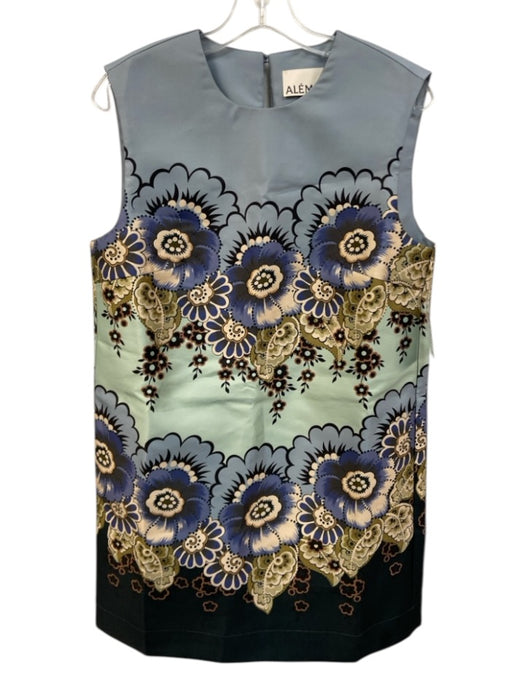 Alemais Size 6 Blue, Cream, Green Polyester Sleeveless Floral Print Mini Dress Blue, Cream, Green / 6