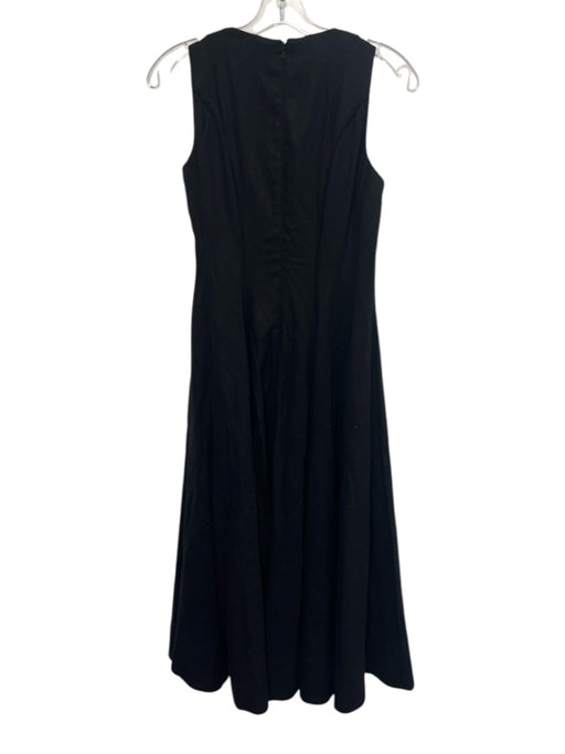 Ted Baker Size 2/Medium Black Linen Blend Sleeveless V Neck Paneled Midi Dress Black / 2/Medium