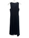 Ted Baker Size 2/Medium Black Linen Blend Sleeveless V Neck Paneled Midi Dress Black / 2/Medium