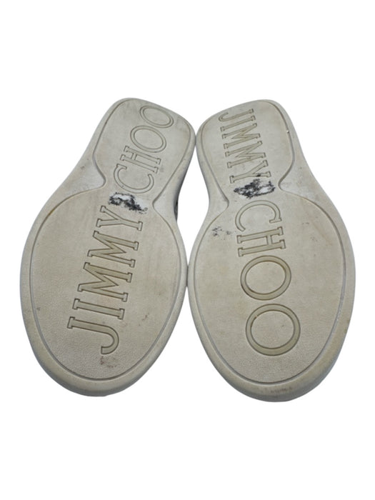 Jimmy Choo Shoe Size 37.5 Ivory White Leather & Synthetic Round Toe Sneakers Ivory White / 37.5