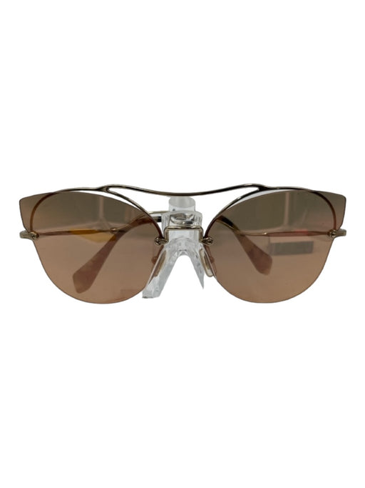 Miu Miu Gray & Black Tortoiseshell Gold hardware Cat Eye Aviator Sunglasses Gray & Black