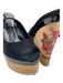 Gucci Shoe Size 39.5 Black & Beige Suede & Cork Peep Toe Slingback Wedges Black & Beige / 39.5