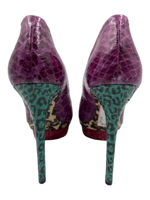 Brian Atwood Shoe Size 38.5 Purple & Multi Python Almond Toe Stiletto Pumps Purple & Multi / 38.5