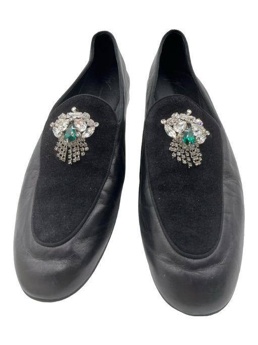Guiseppe Zanotti Shoe Size 43.5 Black & Green Leather Loafer Velvet Sneakers 43.5