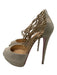 Christian Louboutin Shoe Size 39 Beige & Gold Suede & Leather Peep Toe Pumps Beige & Gold / 39