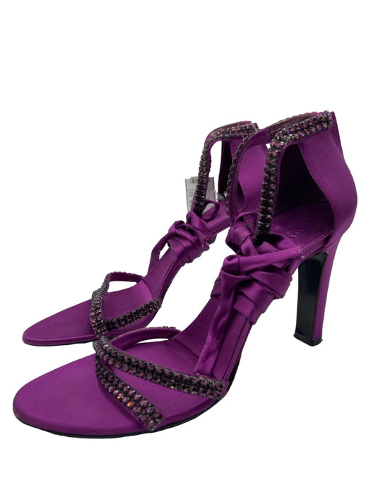 Gucci Shoe Size 8.5 Purple Satin Wrap Embellished Back Zip Heel Pumps Purple / 8.5