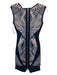 Herve Leger Size XS Navy & Blue Rayon Blend Zipper Detail Aztec Body Con Dress Navy & Blue / XS