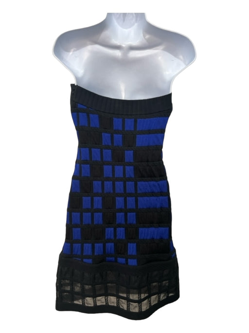 Chanel Size 36 Royal Blue & Black Polypropylene Blend Strapless Body Con Dress Royal Blue & Black / 36