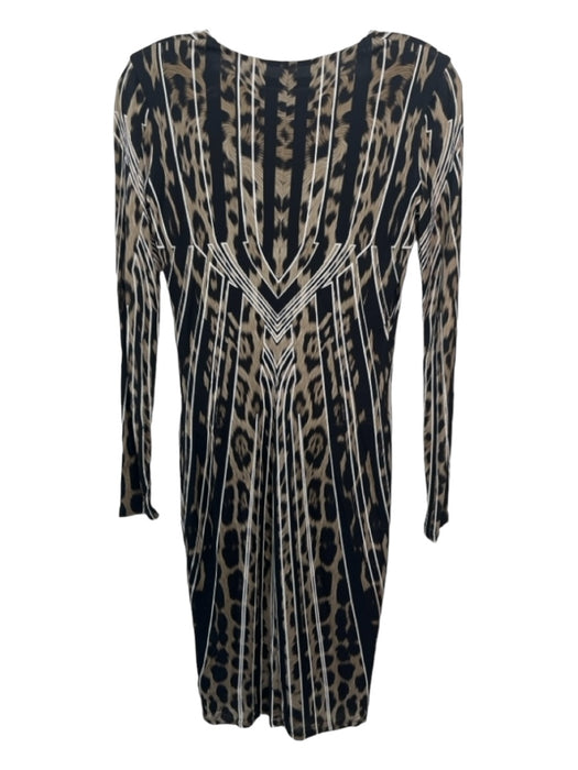 Roberto Cavalli Size 38 brown multi Viscose Cheetah Geometric Body Con Dress brown multi / 38