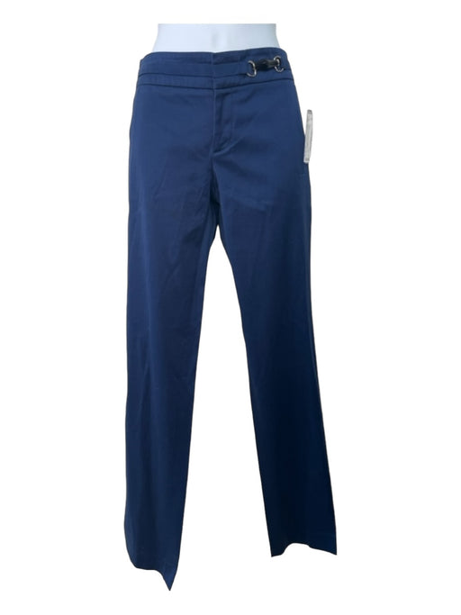 Gucci Size 40 Cobalt Blue Cotton Bamboo Detail Tapered Hook & Eye Straight Pants Cobalt Blue / 40