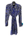 Diane Von Furstenberg Size 6 Blue, White, Black Silk Long Sleeve Collar Dress Blue, White, Black / 6