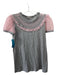 Red Valentino Size Est S Grey & Pink Cotton Blend Cap Sleeve Lace Bow Detail Top Grey & Pink / Est S