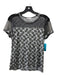 Red Valentino Size Est S Grey & Black Cotton Blend Cap Sleeve Lace Heathered Top Grey & Black / Est S