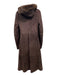 Artico Size 42/S Brown Suede & Fur Fox Fur Trim Hood Button Down Coat Brown / 42/S