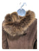 Artico Size 42/S Brown Suede & Fur Fox Fur Trim Hood Button Down Coat Brown / 42/S