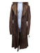 Artico Size 42/S Brown Suede & Fur Fox Fur Trim Hood Button Down Coat Brown / 42/S