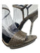 Gucci Shoe Size 38.5 Gray & Silver Snake Embossed Ankle Strap Open Toe Pumps Gray & Silver / 38.5